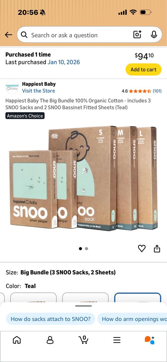 Snoo bassinet swaddles and bed sheets