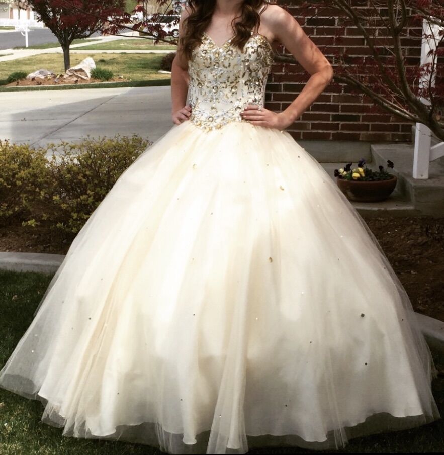 Cream and Gold Ball Gown
