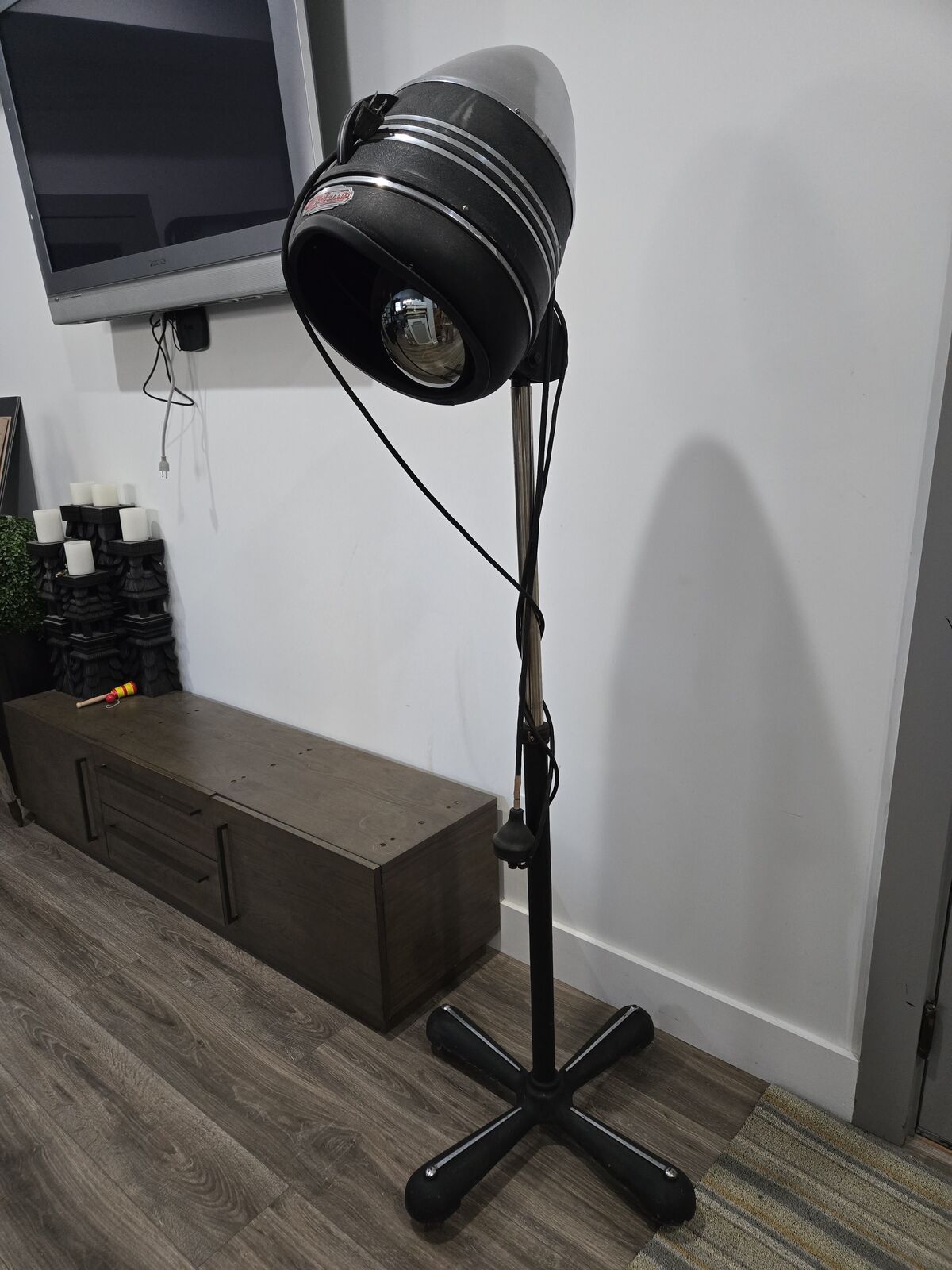 Vintage Salon Dryer Converted Floor Lamp – Industrial Retro Statement Piece