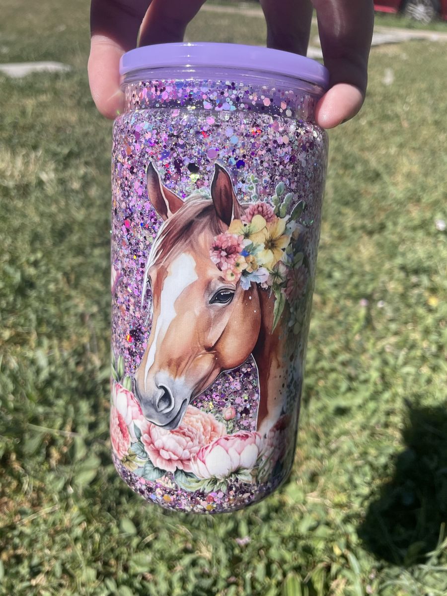 Horse Glitter Cup