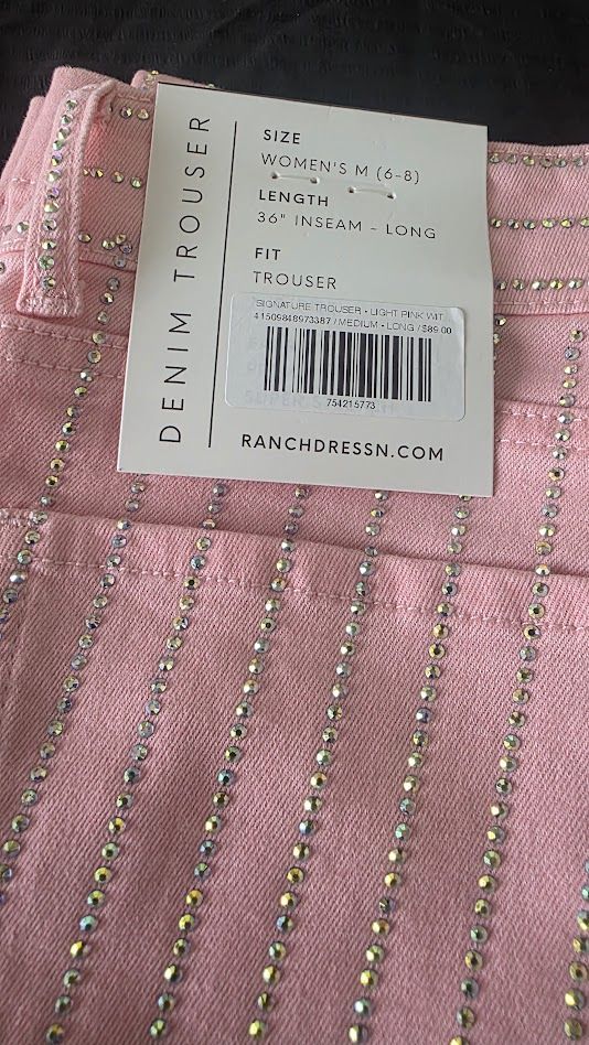 Ranch Dress'n by Fallon Taylor SIGNATURE TROUSER - LIGHT PINK WITH CRYSTALS