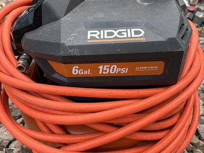 RIDGID 6 Gallon 150 PSI Air Compressor with Hose - Used, Good Condition