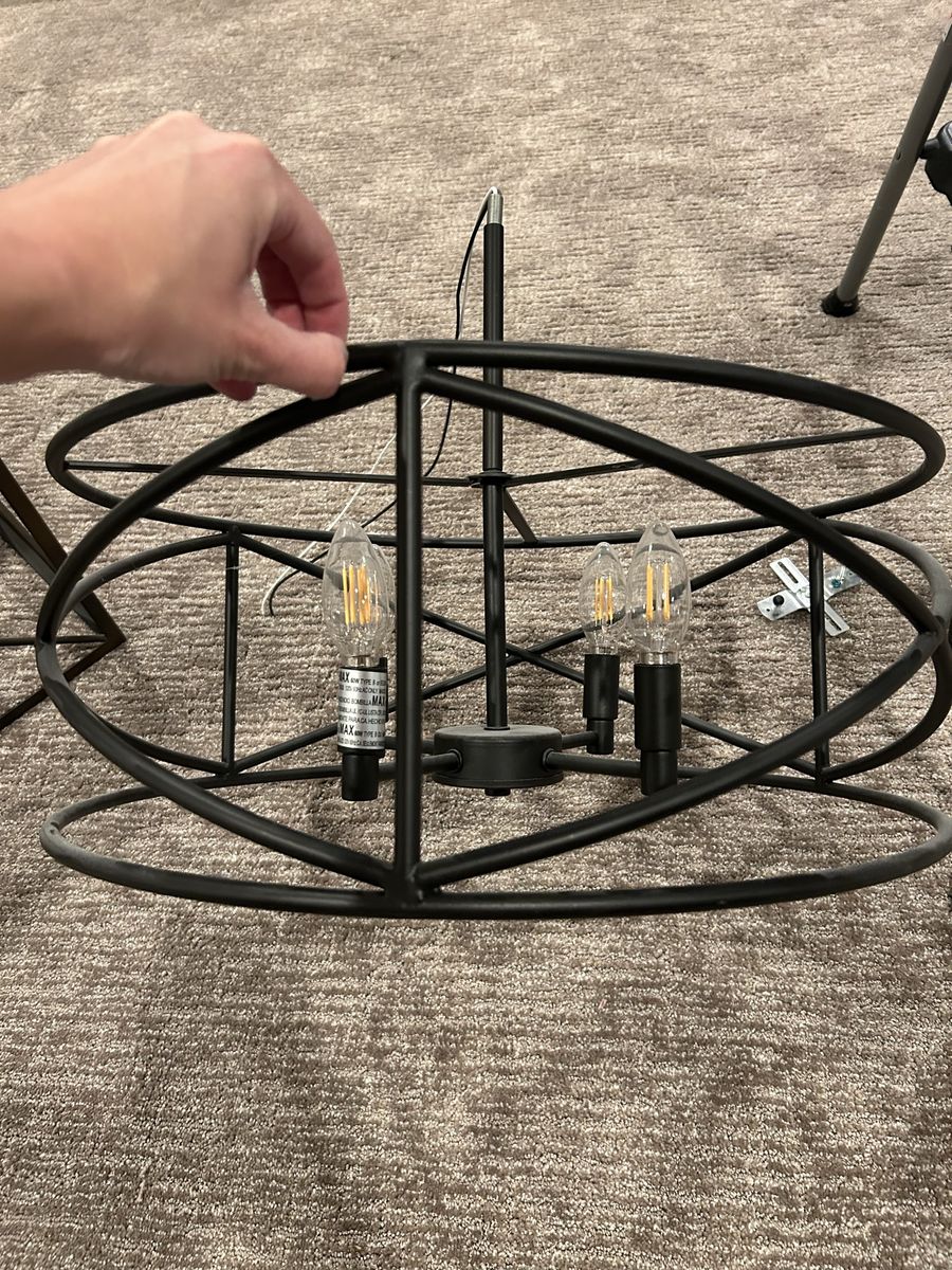 22" Matte Black 5-Light Drum Cage Chandelier (Edison Bulbs Included)