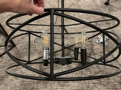 22" Matte Black 5-Light Drum Cage Chandelier (Edison Bulbs Included)
