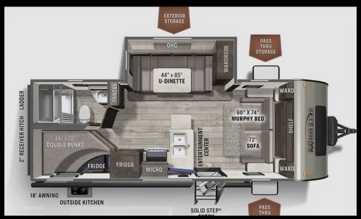 2018 Rockwood Mini Lite 2590s bunks smoke&pet free