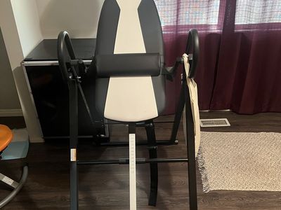 Heavy-Duty Inversion Table for Back Pain Relief, Adjustable Height, Black & White