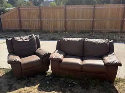 Brown Leather Recliner and Loveseat Set