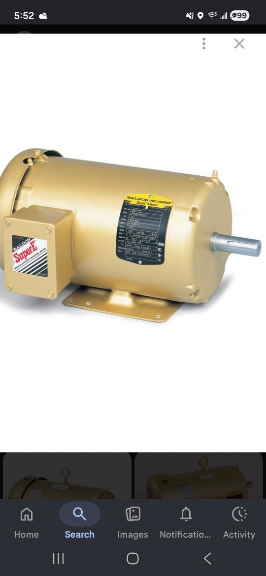 Balder Reliance Super E Motor*
EM3613T-G-- 3480RPM
5HP