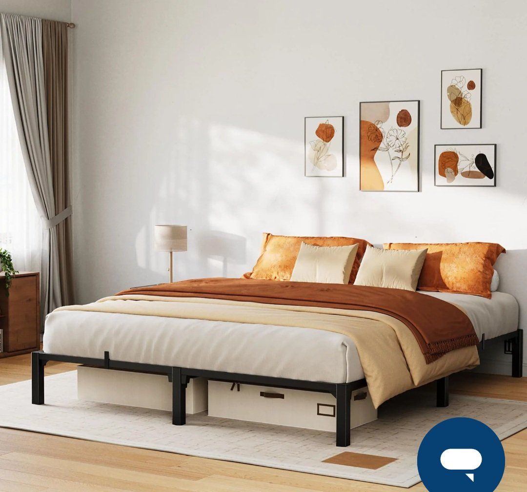 Garvee Queen Bed Frame Metal 10 Inch, Heavy Duty Platform Bed Frame with Reinforced