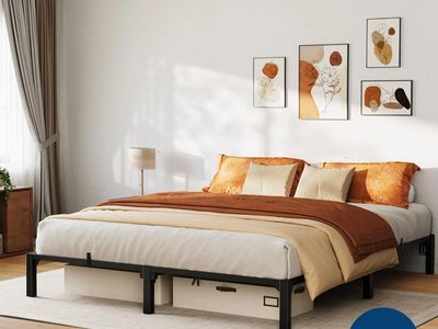 Garvee Queen Bed Frame Metal 10 Inch, Heavy Duty Platform Bed Frame with Reinforced