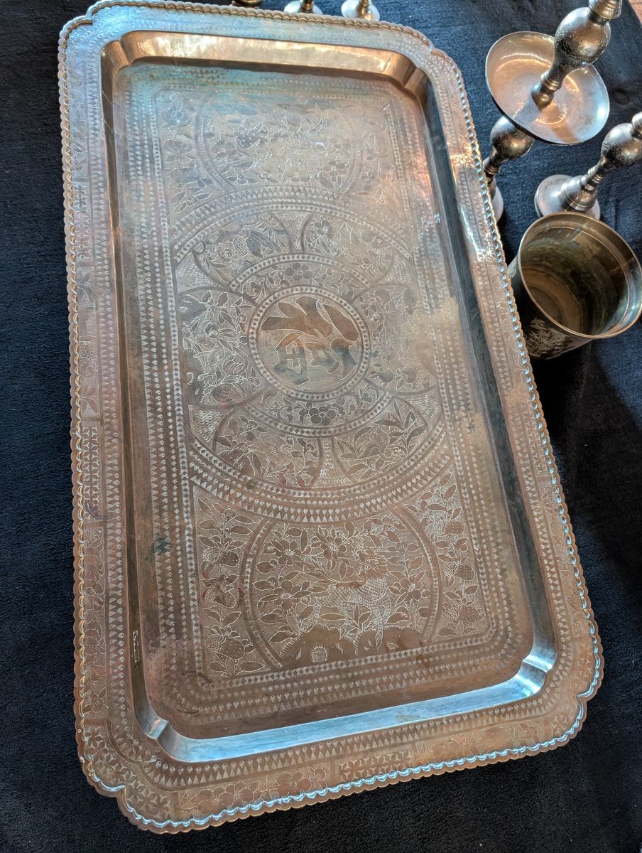 Brass etched mid century coffee table