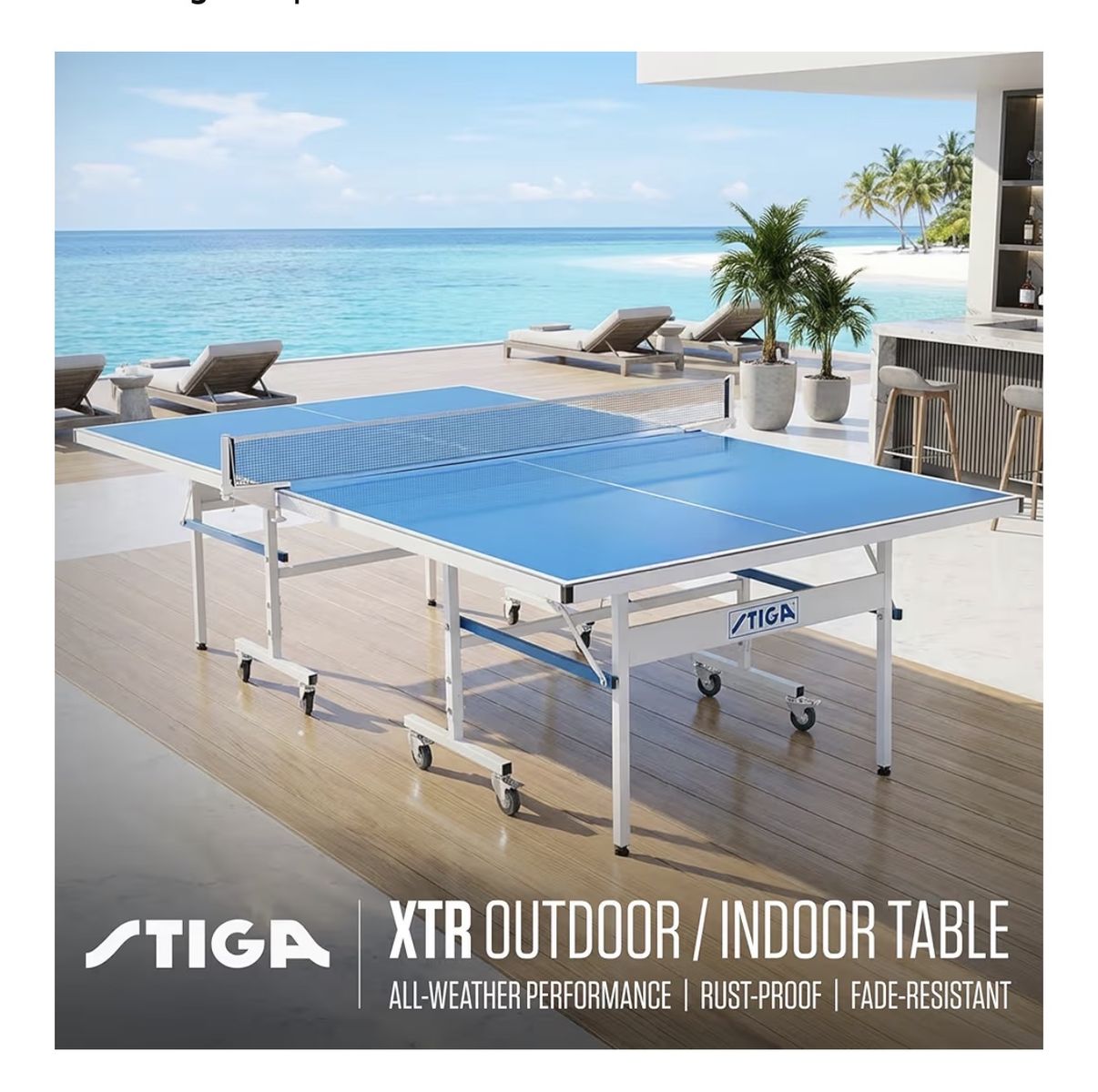 STIGA Outdoor Table Tennis Table – All-Weather Waterproof Aluminum Ping Pong Table with Net & Post