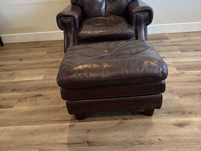 Leather couch, chair & ottoman