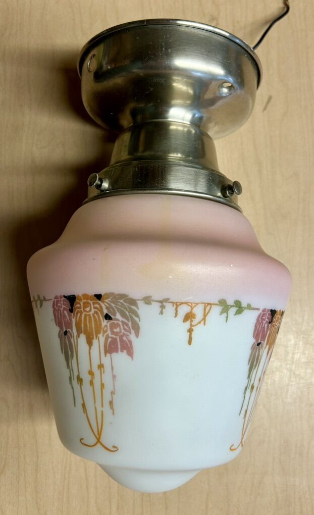 Semi Flush Art Deco 1930's Ceiling Light Fixture