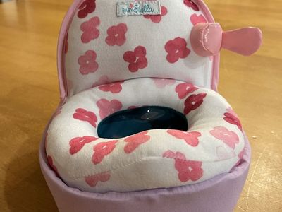 Baby Stella Pink Floral plush Doll Toilet, for dolls up to 18”