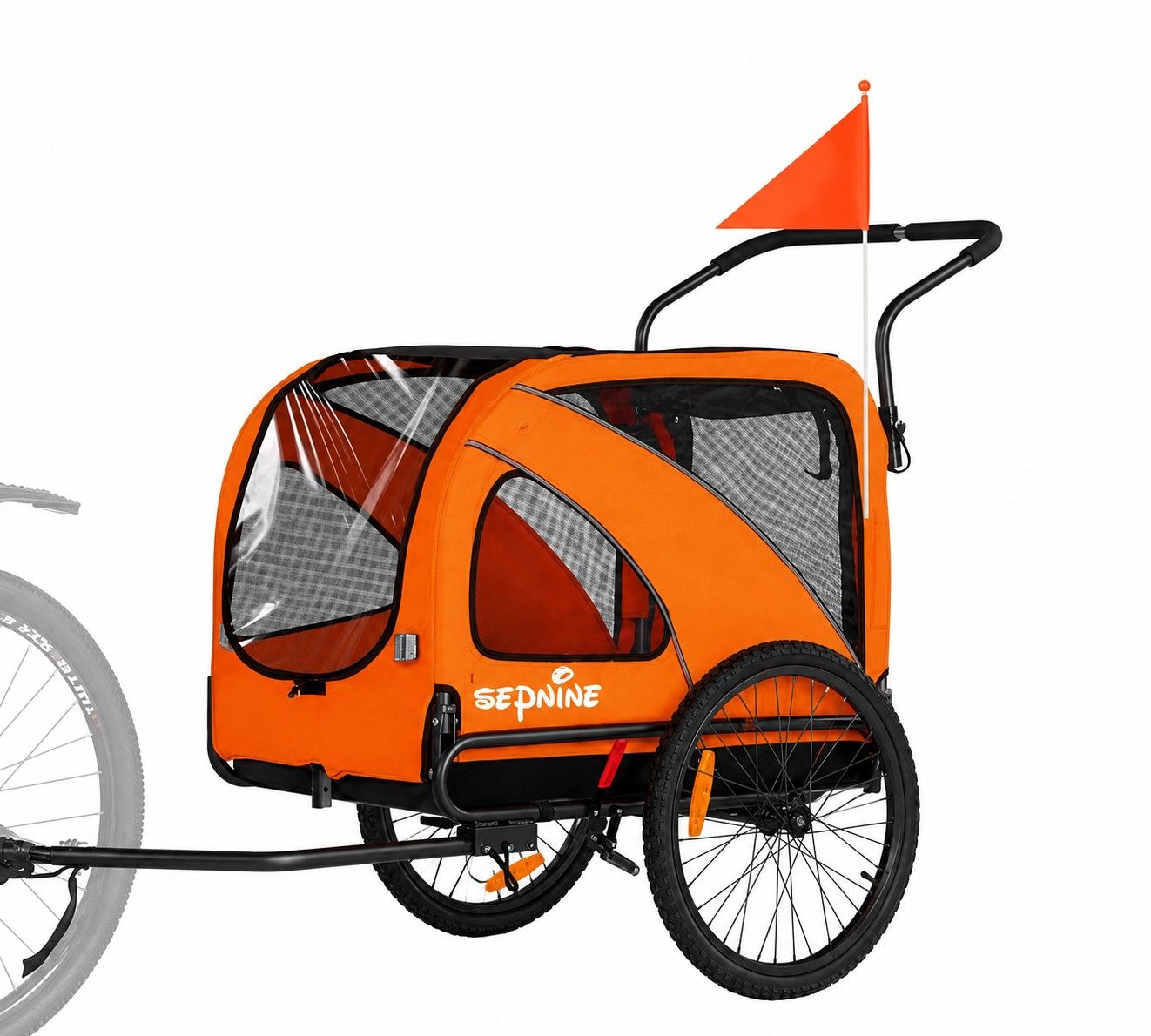 NEW! 2 in 1 Foldable Pet E-Bike Trailer, 88lbs w/Universal Bicycle Coupler – Orange (dirty from shipping)