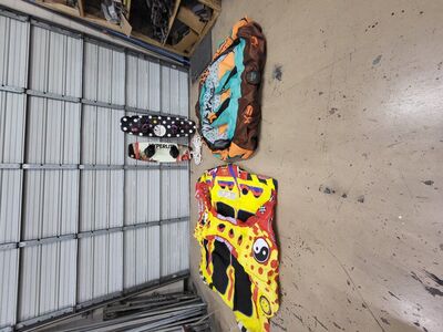 boat tubes and wakeboard