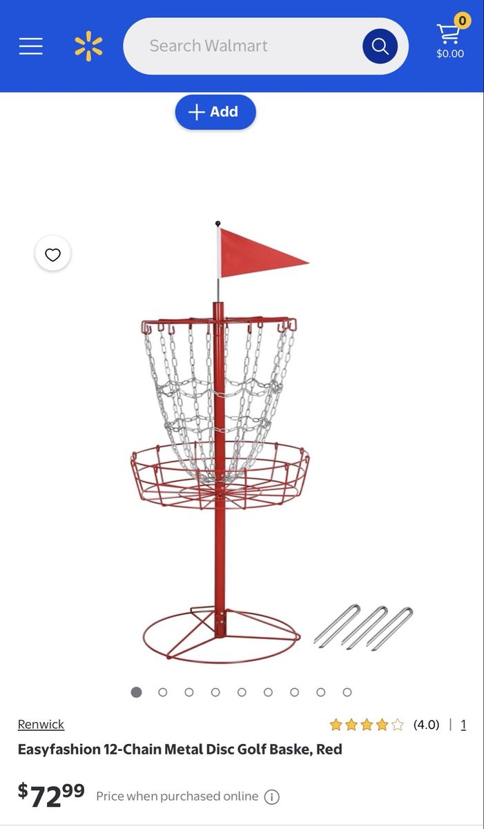 Renwick Easyfashion 12-Chain Metal Disc Golf Basket Red brand new still in box.