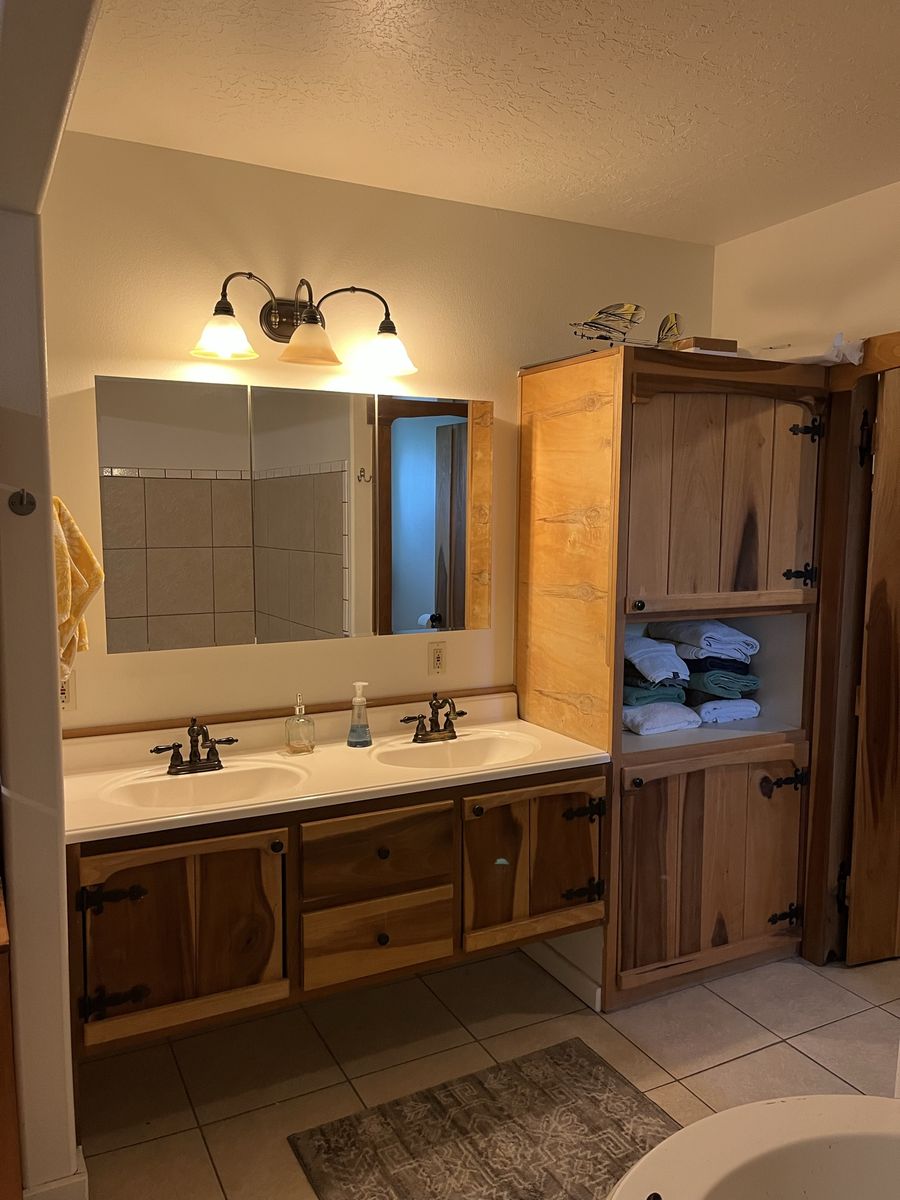 Rustic Wood Bathroom Vanity with Double Sink and Storage Cabinet - 60-inch