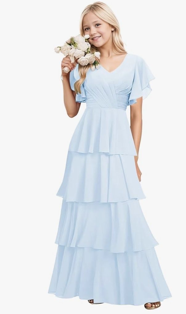 Light blue junior bridesmaid dress