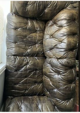 Brown Vinyl Loveseat - Vintage