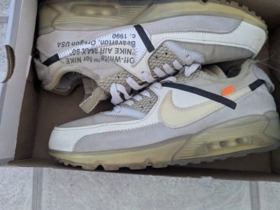 Nike Air Max 90 x OFF-WHITE Desert Ore Beige Sneakers - Men's Size 9.5