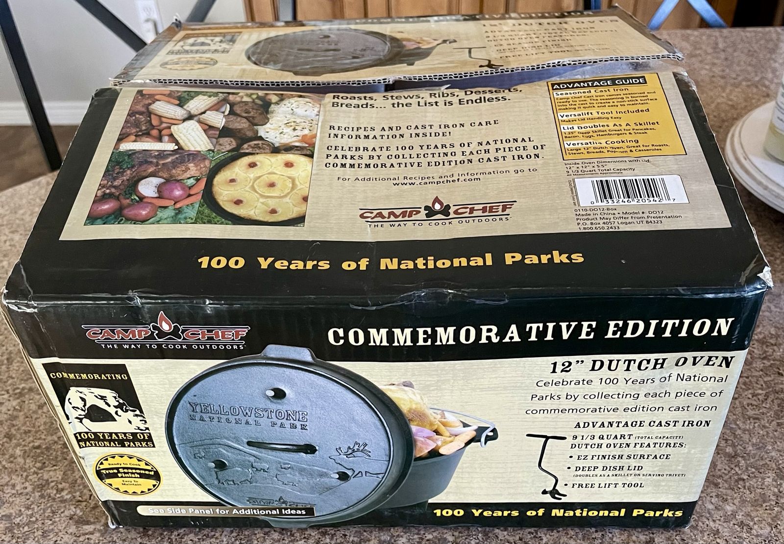 Camp Chef Dutch Oven 12 inch 9 1/3 quart Commemorative Edition Yellowstone Cabela’s Carry Bag New