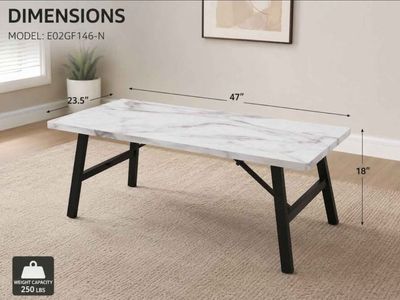 New Modern Faux Marble Coffee Table 47" x 23.5" – Sealed in Box #277