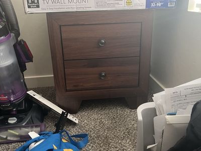 Dark Wood Dresser with Mirror & Matching Nightstand - 6-Drawer Dresser & 2-Drawer Nightstand