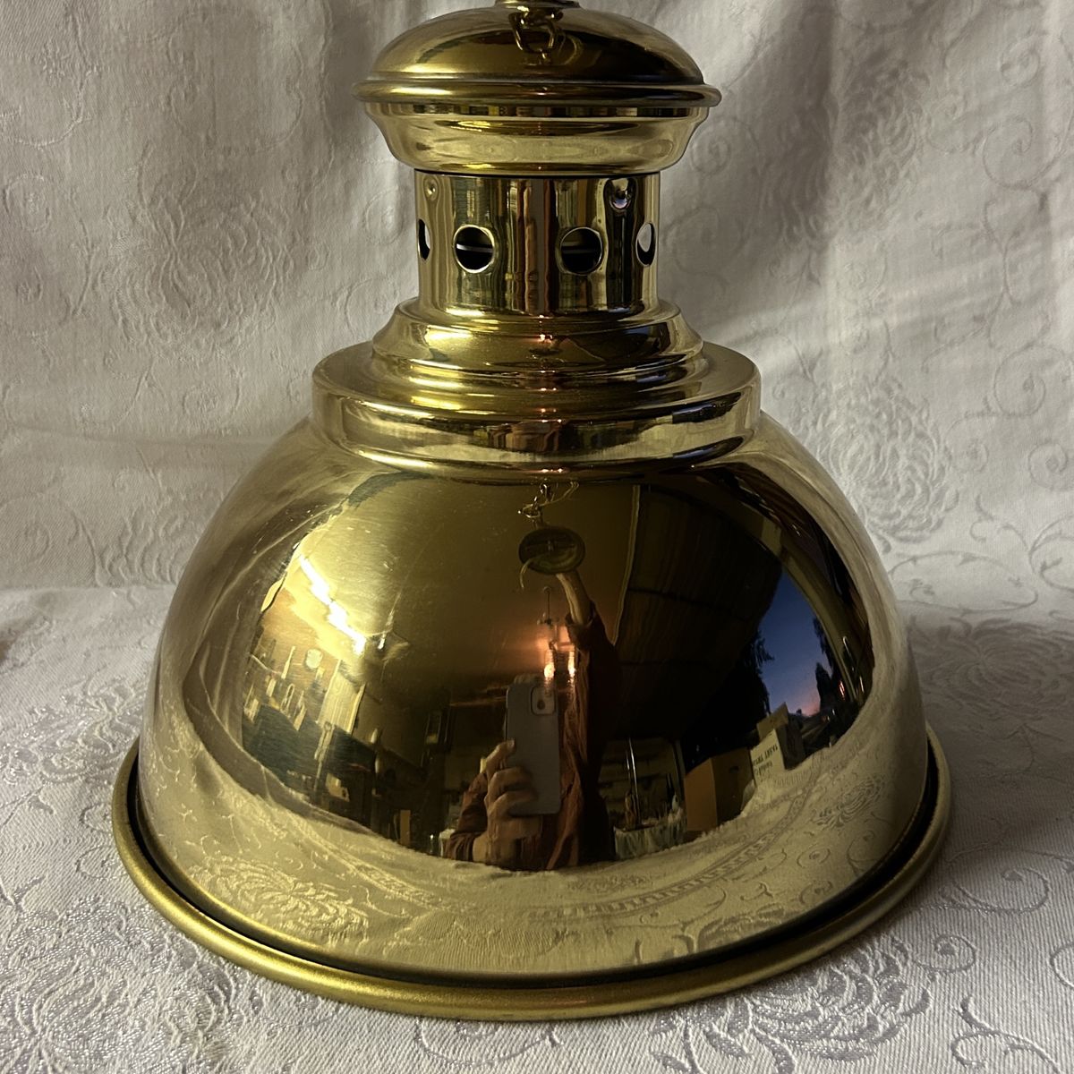 Vintage Brass Pendant Light Fixture Classic Bell Shaped with Chain & Canopy Shiny Brass Finish