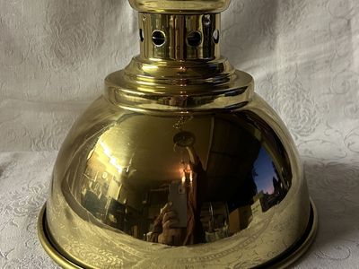 Vintage Brass Pendant Light Fixture Classic Bell Shaped with Chain & Canopy Shiny Brass Finish