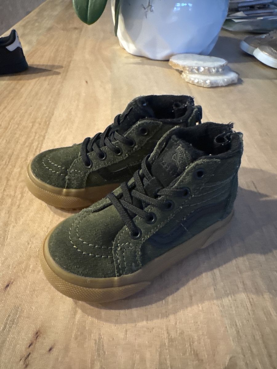 Boys green vans high top shoes, size 6