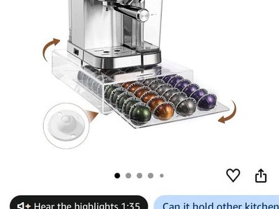2 in 1 Clear Acrylic Coffee Pod Holder & Appliance Slider for Nespresso Vertuo