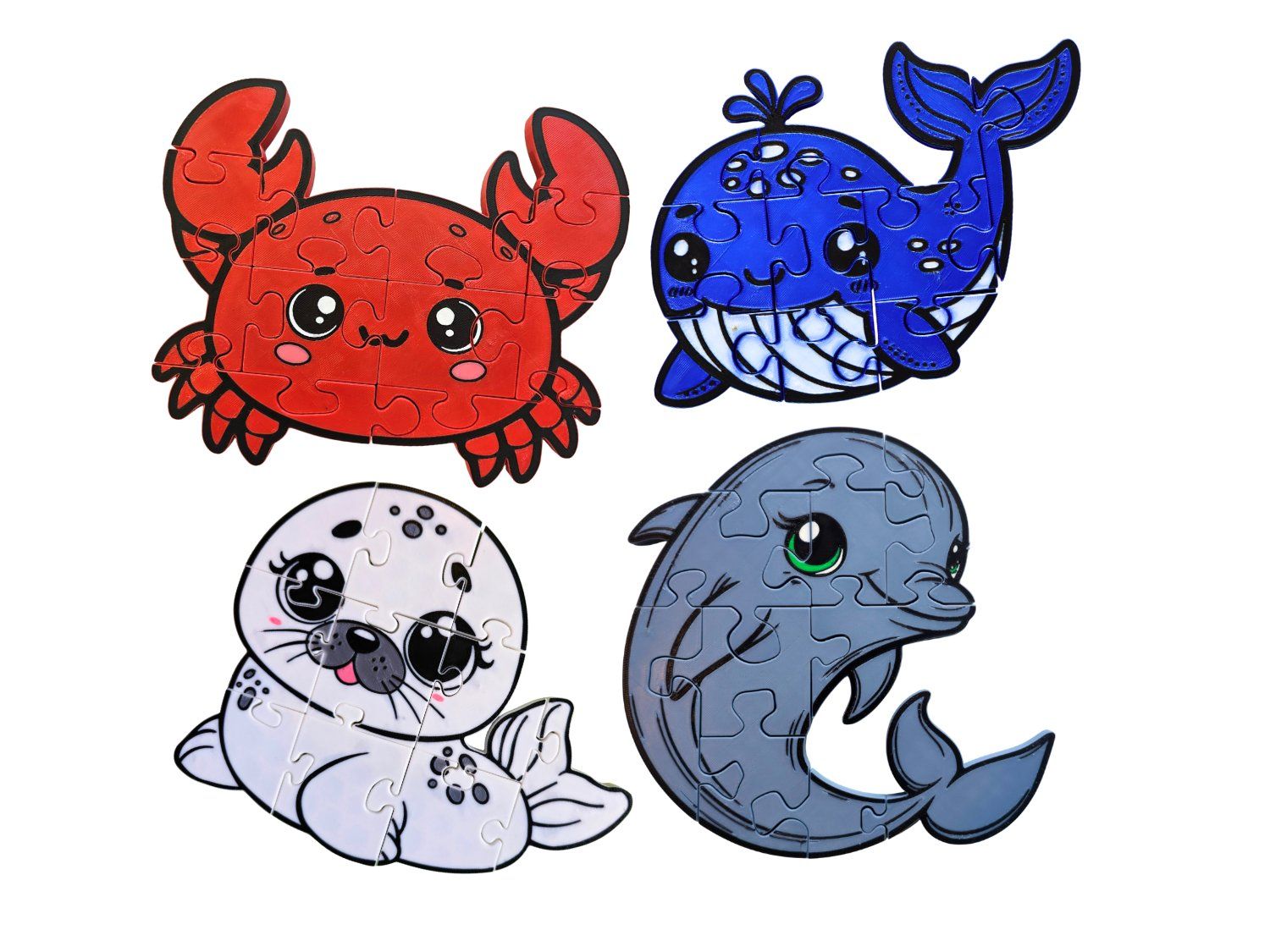 Ocean Animal Jigsaw Puzzles Bundle, 4 Puzzles Included!