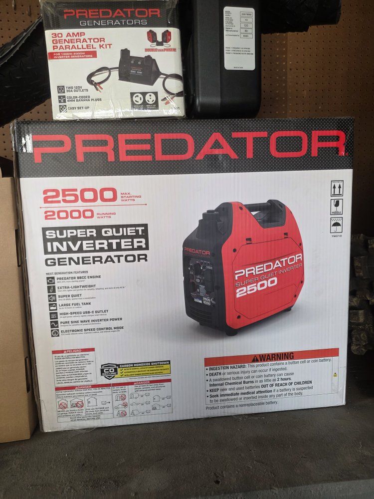 Predator 2500W Super Quiet Inverter Generator. New in Box