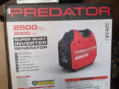Predator 2500W Super Quiet Inverter Generator. New in Box
