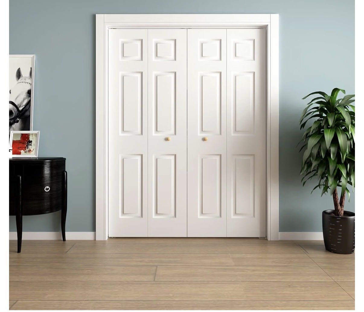 new 24” x 80” 6-Panel Hollow Core Molded Bifold Closet Doors.