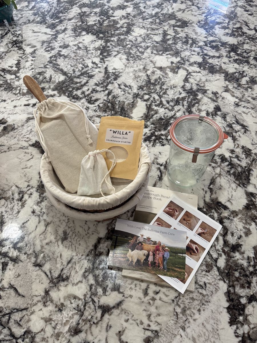 Ballerina Farm "Willa" Sourdough Starter Kit with Banneton, Jar & Recipe Book
