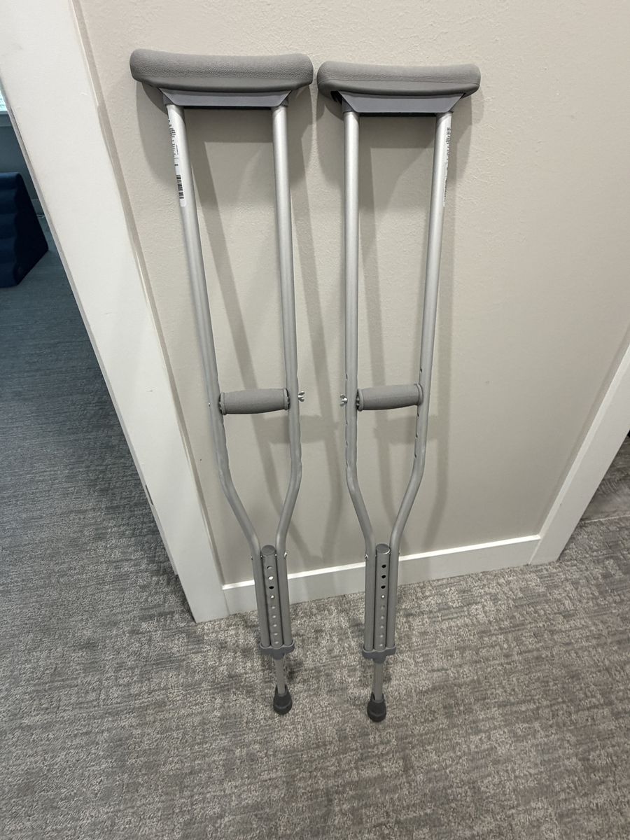 Adjustable Aluminum Crutches with Comfortable Hand Grips and Underarm Pads - Pair