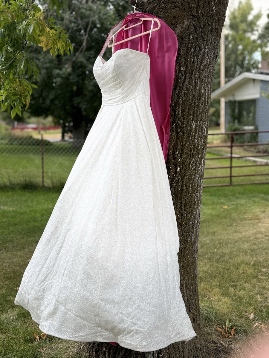 White Strapless Sparkling Wedding Dress Gown