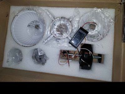White Ceiling Fan with Wood Grain Reversible Blades and Light Kit - Unused Parts