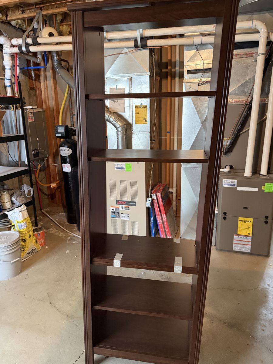 Dark Wood Tall Bookshelf - 6 Tier Display Storage Shelf - Versatile Home/Office Furniture