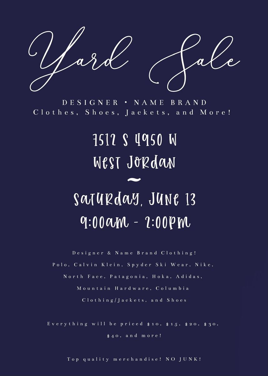 Designer/Name Brand Yard Sale