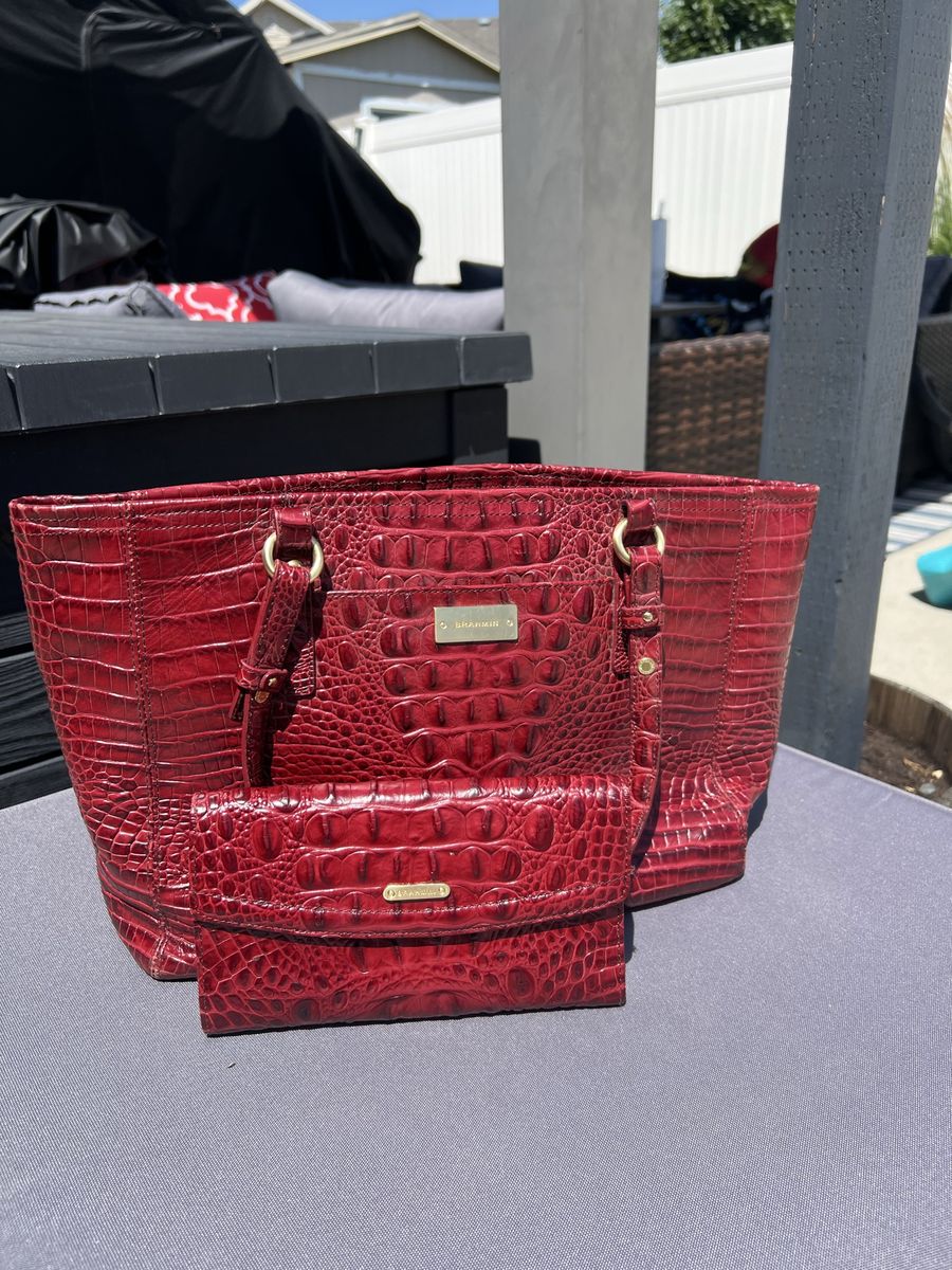 Authentic Brahmin Melbourne Leather Tote + Matching Wallet – Excellent Condition