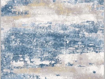 NEW Area Rugs 8x10 for Living Room Bedroom, Modern Abstract Machine Washable Soft Blue Cream Rug
