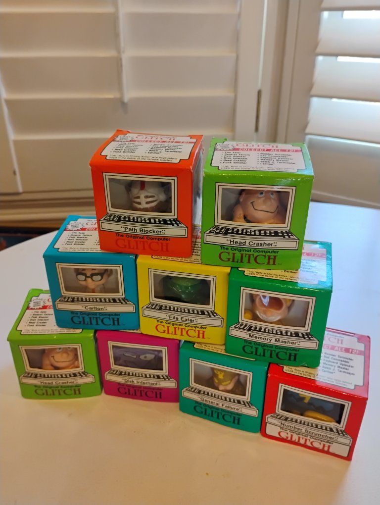 Vintage 1990s The Original Computer Glitch Figures Set of 9 Collectible Toys in Box