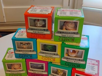 Vintage 1990s The Original Computer Glitch Figures Set of 9 Collectible Toys in Box