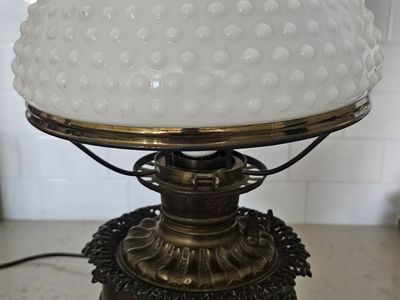 Vintage Brass And Milk Glass Lamp