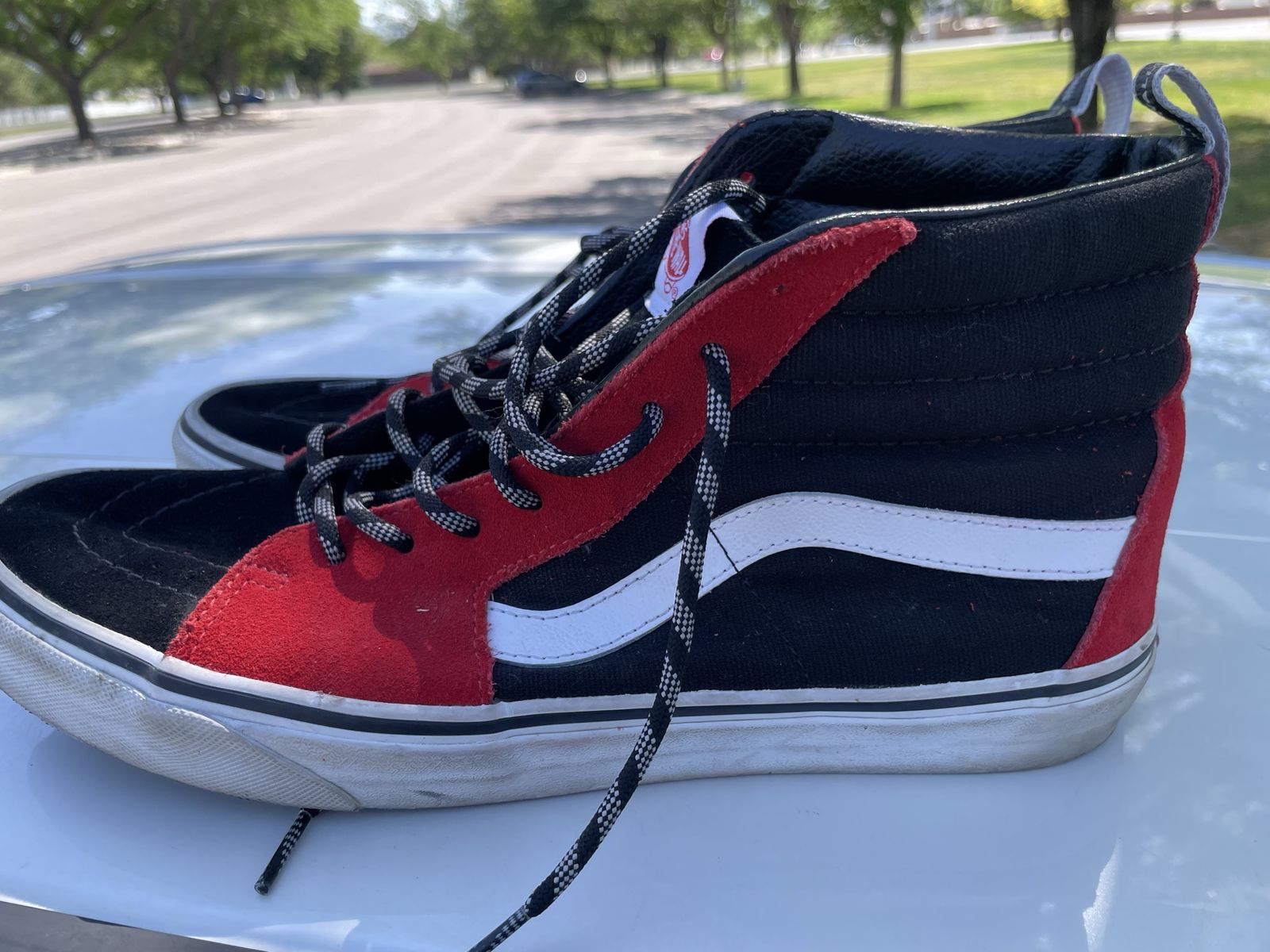 Vans Off The Wall Sk8-Hi Black Red White High Top Sneakers Levi's Collab Men's US Size 11
