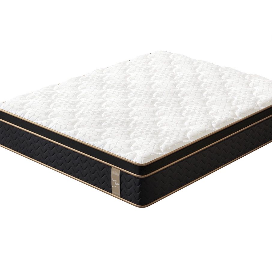 Full Size Luxury Hybrid Mattress – Factory Sealed – White/Black/Gold-NEW Open Box